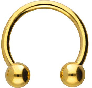 PIERCINGLINE Chirurgenstahl Hufeisenring 2 Kugeln Piercing Lippe Ohr Tragus Helix Goldfarben 3 x 1,2 x 8 mm