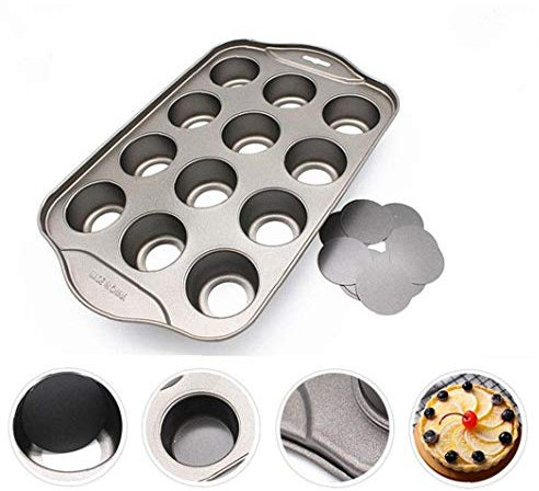 CULER 12Cups Mini Cheesecake Pan-Muffin-Form Stahl Antihaft-Beschichtung mit rundem Boden Kuchen Bakeware Werkzeug