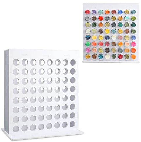 SANFURNEY 64 Holes Craft Paint Storage Organizer Vertical Paint Rack Only Stand for 17ml Vallejo, Army Painter Dropper Bottles, NOT for 2oz Craft Paints or Citadel