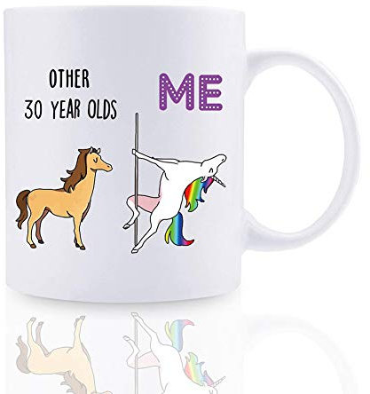 Funny 30th Birthday Gifts for Women Men, 11 oz Novelty 30 Years Old Coffee Mug for Best Friend, BlueInk Happy Birthday Mug Thirty Gag Party Cup Idea as a Joke Celebration Best Adult Birthday Presents