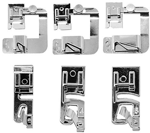 Pied presseur pour Ourlet roulé [6 Tailles] Pied à Ourlet roulé Large et Pied étroit pour Machines à Coudre Brother, Singer & Janome à Tige Basse