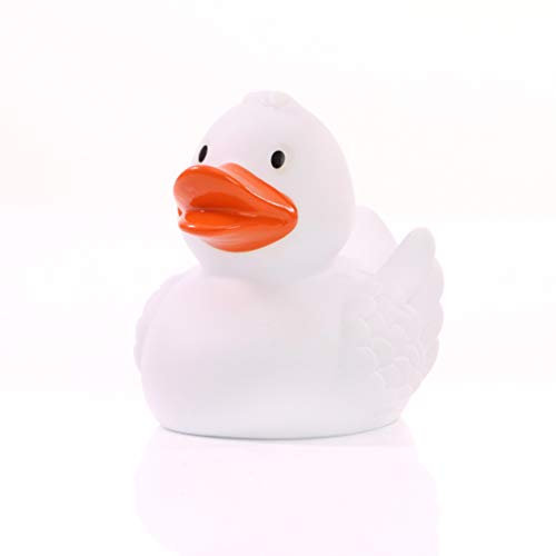 Schnabels Badeente Wings - Geschenk für Geburt Geburtstag Namenstag Kinder Baby Freund-in Mädchen Junge - lustig originell Glücksbringer - Spielzeug Quietsche-Ente Deko Badewanne (Weiß)