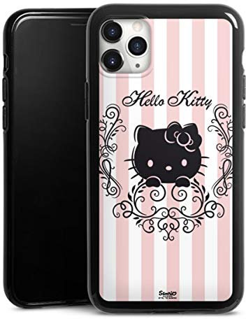 DeinDesign Silikon Hülle kompatibel mit Apple iPhone 11 Pro Max Case schwarz Handyhülle Hello Kitty Hanami Offizielles Lizenzprodukt