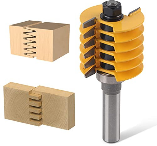 Professioneller Fingergelenk-Fräser-Bit, 1/2in Finger Joint Router Bit, Holzbearbeitungs-Fingerfräser, Holzbearbeitungswerkzeug mit 5 einzelnen Fingerschneidern für Holzbearbeitung
