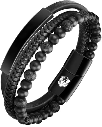 SHIEAGLELD Bracelet Homme Cuir Bracelets pour Homme avec Magnetique Boucle en Acier Inoxydable et Boîte à Bijoux Bracelet Exclusive pour l'idée de Cadeaux pour Hommes
