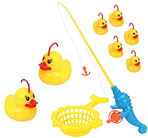 Wawogic 9 Pièces/Ensemble Jeu De Pêche Au Canard À Induction Jouets De Bain Lumineux Piscine pour Enfants Cadeaux Jouets Interactifs De Canard Jouets Éducatifs Précoces