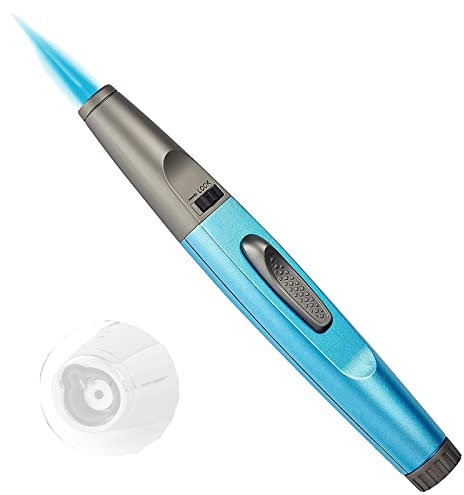 Briquet Butane Créatif Allume-Vent à Flamme Bleue Personnalité Allume-Cigare Mince Allumeur pour Bougie Cuisine Extérieure (Hors Gaz),Blue A