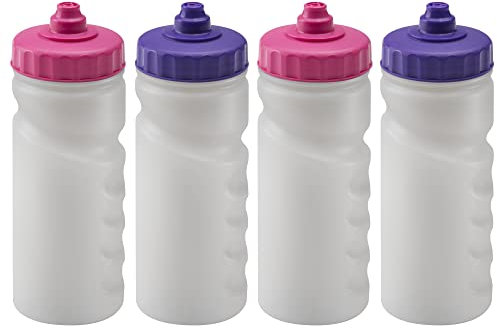 Foxberry 500ml Reusable Water Bottles - 4 Pack - Hands Free Lid - Spill Proof and Leak Proof Spout - BPA Free - Dishwasher Safe - Kids - School - Sports - Clubs