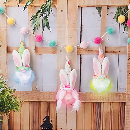 Osterwichtel Mit Beleuchtung, Ostern Deko Figuren Mit Licht, Wichtel Ostern Klein, Osterhasen Figuren Klein Led Deko, Osterdekoration Hase, Ostern Dekoration Hase Zum Aufhängen Wichtel Set 3pcs