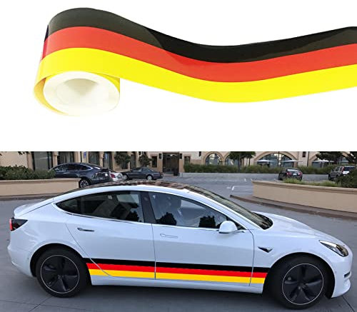 Bulla Auto Aufkleber für Auto Motorhaube - Streifen Fahne Deutschland Auto Sticker Racingstreifen Auto Tuning 15 cmx 200cm wasserdicht autoaufkleber Tuning Aufkleber für Boot Auto Laptop Motorrad