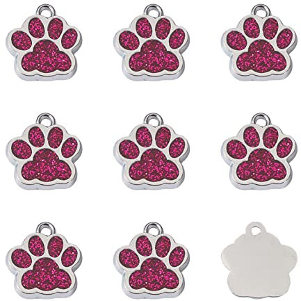 PandaHall Anhänger mit Pfotenabdruck, Motiv: Katze und Hund, Legierung, Emaille, Welpen, Kätzchen, Bär, Tierfußabdruck, baumelnde Charm-Perlen mit Glitzerpulver für DIY-Schmuckherstellung, Orchidee,