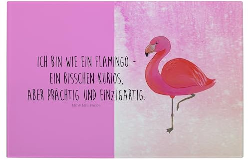 Mr. & Mrs. Panda Medium Glas Schneidbrett Flamingo Classic - Geschenk, Spruch, Rosa, Schneideplatte, Einzigartig, Glasplatte Schneidebrett, Prächtig, Ich, Aus, Schneidplatte, Tochter, Hygienisch
