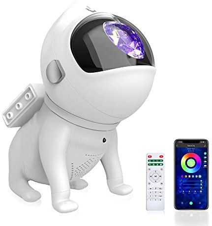 Bazcuka Star Projector,Kid Galaxy Projector Night Light Projector Light Kid,8 Pure Music 21 Colors 360 °Rotate Remote Bluetooth Speaker Timer,Astronaut projector Decor Xmas Gift,White (BL-TKG06)