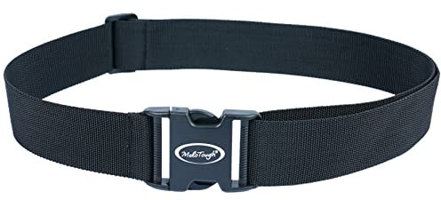 MELOTOUGH 2 Nylon Web Work Tool Belt for Men with Heavy Duty Quick Release Rugged Metal Buckle outdoor men's belt Tool Belts (Black)
