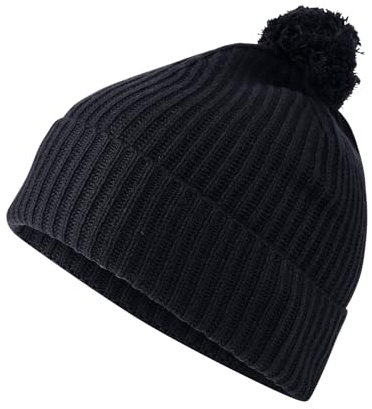 FALKE Unisex Beanie-Mütze Hat with Pompom U Be Kaschmir schnelltrocknend warm 1 Stück, Blau Space Blue 6116, ONESIZE