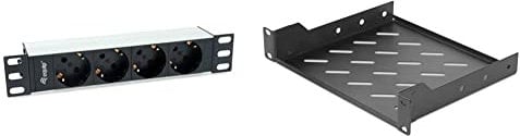 Equip 333311 Steckdosenleiste 10(1HE) 4fach Schuko.CEE 1,8m & DIGITUS Fachboden - 1HE - 10-Zoll (254 mm) - Für Netzwerk-Schrank - 200 mm Tief - Perforiertes Stahl-Blech - Schwarz
