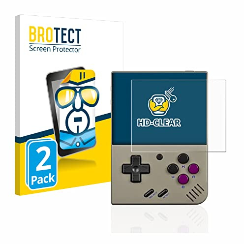 BROTECT Schutzfolie für Miyoo Mini Plus | 2 Stück Transparenter Displayschutz Made in Germany Klare Displayschutz-Folie Clear Einfache Montage Case-Friendly