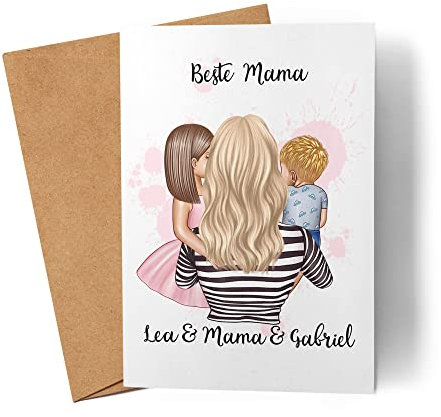 Kiddle-Design Mutter Karte Muttertag Personalisiert für Mama Tochter Sohn Baby Geschenk Kinder Mütter Geschenk Mamitag Muttertagskarte