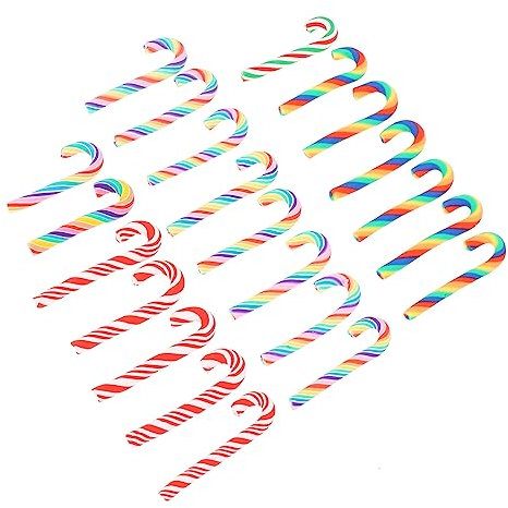 ABOOFAN Schmuckzubehör 20 Stück Simulierte Zuckerstangen Mini-Sammelalbum Krückenzubehör Zuckerstangen Butterscotch-Zuckerstangen Weihnachts-Hänge-Zuckerstangen Ton-Anhänger Polymer-Ton