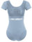 Damen Ballettanzug Ballettbody Sport Yoga Tanz Body Gymnastikanzug Trikot Kurzarm Bodysuit Spitze Einteiler Turnanzug Leotards Overall Oberteile Tops Elegant Ballett Bekleidung Staubiges Blau XL