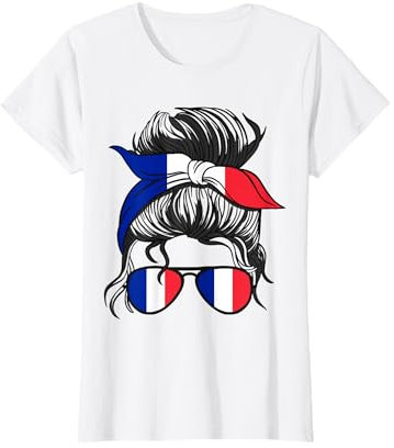 French Girl France Fille Française France Femmes Drapeau Français T-Shirt