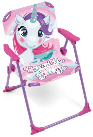 ARDITEX Sedia Pieghevole con Braccioli Unicorno ZK16157, Rosa, 38 x 32 x 53 cm, Fantasia, Metallo e Poliestere, Adatta per Giardino con Patio, Campeggio, Con Chiusura di Sicurezza