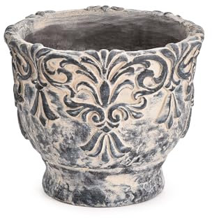 Sungmor 18 cm Zement-Pflanztopf für Pflanzen, Sukkulenten-Übertopf mit geprägtem Design, Vintage-Beton-Blumentöpfe mit Ablaufloch, dekorativer Orchideen-Zimmerpflanzentopf für drinnen und draußen