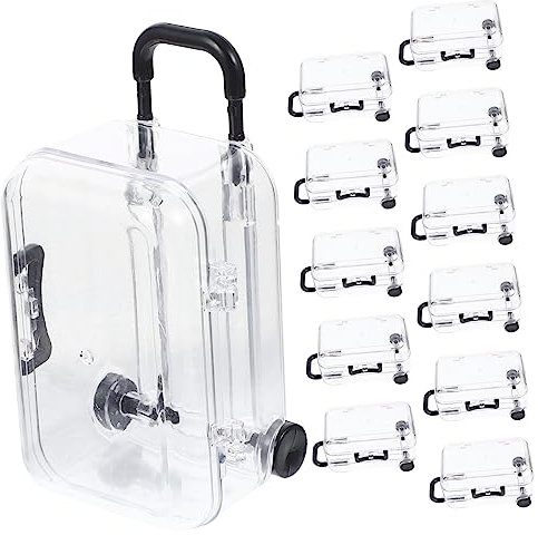 Mobestech 12stücke Mini Koffer Süßigkeitenboxen Teilig Transparente Mitbringselbox Im Kofferdesign Für Hochzeiten Und Partys Zur Präsentation Von Gastgeschenken Und Süßigkeiten