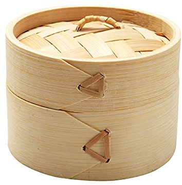 Generic Cuiseur vapeur en bambou, panier vapeur chinois rond, 10 cm x 10 cm x 7 cm
