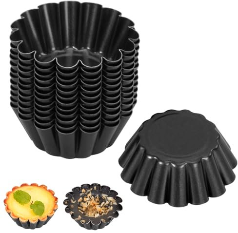 TOATELU 12 mini pirottini per torta, 6,3 x 2,4 cm, in metallo, piccoli stampi per tartelette, per torte al cioccolato, quiches muffins, KKQ988