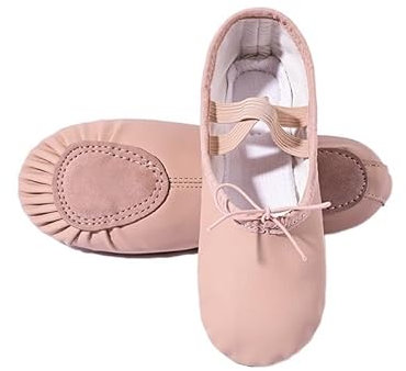 Ballet Slippers Children Gymnastics Dance Shoes Girls Soft Sole Adult Folk Dance Beginners PU Leather Pink Ballet Training Shoes for Women Ballet Pumps (Color : Lace Up Split Sole, Size : 37)