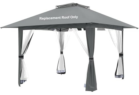 JANCANOPY Graue Pavillon-Abdeckung, kompatibel mit Crown 33 x 33 cm Outdoor-Pop-Up-Pavillon. Nur Ersatzdach