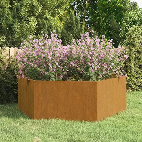 Homgoday Pflanzgefäß Rusty 120x120x45cm Cortenstahl Garten Pflanzgefäße Outdoor Pflanztopf Blumenkasten für Terrasse, Hinterhof, Terrasse und Rasen Garten Dekor Gemüse Kräuterbeet Hochbeet