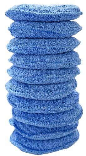 Spugne blu, 10 pezzi, cera auto, tamponi lucidanti manuali, spugne per la cura dell'auto, tamponi applicatori in microfibra, tamponi riutilizzabili, strumenti di lavaggio auto per auto e moto