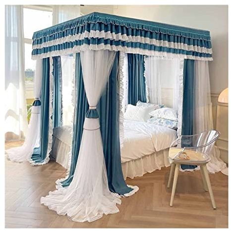 WLCNYL Betthimmel mit 4 Stangen, Verdunkelungsvorhang für Schlafzimmer – Stangen aus Edelstahl, universelles Moskitonetz für Vier Jahreszeiten (Farbe: Stil 1, Größe: 2 x 2,2 x 2 m)