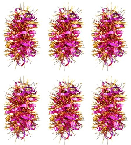 Porceosy Bunte Cheer Pferdeschwanz-Halter, Haarseile, langlebiges Armband, 6 Stück, Cheerleading-Pom-Poms, elastisch, Party-Kostüm, Geschenke, Großpackung für Teamfeier, Rosenrot