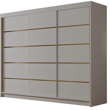 Mirjan24 Kleiderschrank mit Goldverzierung Aramao VII 250 cm Breit, Garderobenschrank, Schlafzimmerschrank mit Kleiderstange und Einlegeböden für Kleidung (Cashmere)