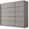 Mirjan24 Kleiderschrank mit Goldverzierung Aramao VII 250 cm Breit, Garderobenschrank, Schlafzimmerschrank mit Kleiderstange und Einlegeböden für Kleidung (Cashmere)