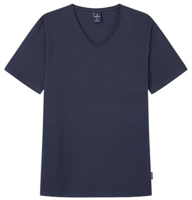Springfield Cuello en V Camiseta básica Pico algodón Lycra, Azul Marítimo, M para Hombre