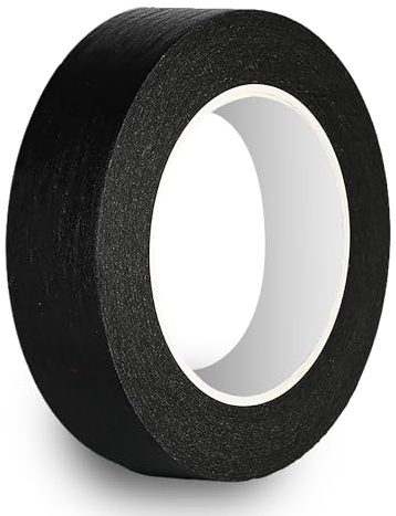 Rusoz Premium Masking Tape For Painting 25mm x 50m Painters Tape Tearable Decorating Tape All Purpose Painting Tape For Stucco Masking, Decoration, Car Paint Masking, Poster Production, Black