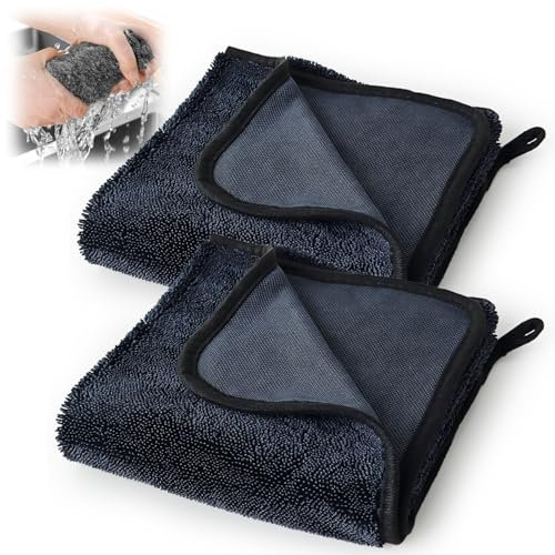sesameless Bathroom Drying Cloth, Thicken Drying Towel Wonder Super Absorbent Cloth for Car Window Shower Bathroom Kitchen(40×40cm) (2PCS)
