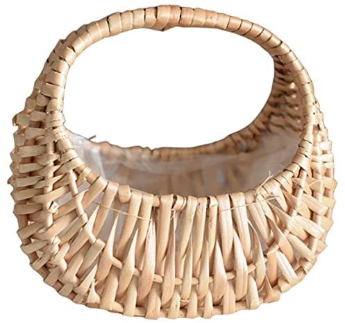 Hohopeti Blumenkorb aus Rattan Aufbewahrungskorb für Süßigkeiten Weidenkorb mit Griff geflochtener handgemachter Korb Blumenhalter Blumentöpfe Minikorb Blumenladen-Korb Blumenkörbe
