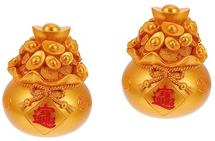 CIYODO Lot De 2 Tirelires en Forme De Cochon Rouge Style Chinois Yuan Bao Richesse Décoration Dintérieur