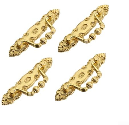 FACAIIO Antique Style Cabinet Handle Set 4PCS Vintage Drawer Rings with Timeless Design (Gold)