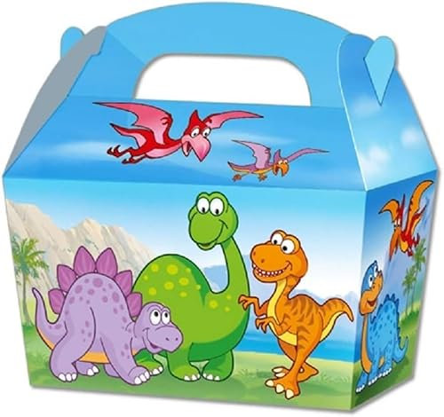 Generic Dinosaur Themed Party Boxes - Pack of 10, 15cm x 10cm x 10cm, Perfect for Birthday, Wedding, Baby Shower Parties