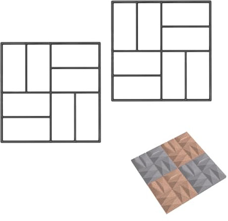 MAYTIIMO DIY Pflasterform Gehweg Form 40x40x4cm,Garten Schablone Kunststoff Gehwegplatten Quadratisch Beton Pflastersteine mit 8 Kammersystem,2 Stück