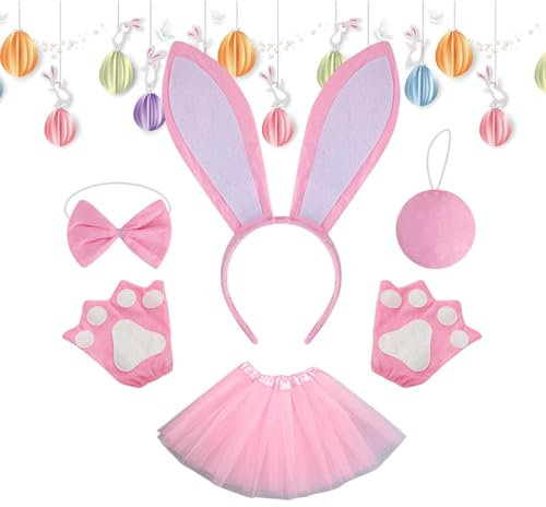 Imtrub -Party-Kostüm, buntes Osterhasen-Outfit, lustiges Halloween-Stirnband, -Cosplay-Set für Geburtstagsfeiern