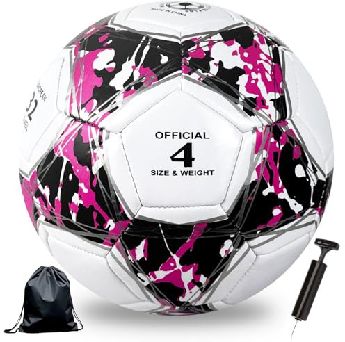 Astis Ballon de Football Soccer Ballon d'entraînement,Collection Officielle Taille 5,Ballon De Foot pour Enfants et Jeunes et Adulte,Conçu pour Les Fans de Football (Noir Rose, N° 4)
