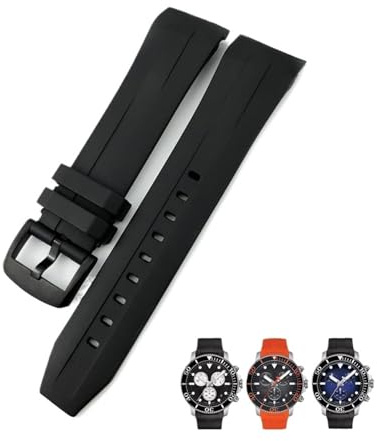 EAMOM Gummi-Armband 21 mm 22 mm, für Tissot T120417 T120407 SEASTAR Sport Taucheruhrenarmband Schwarz Orange(Black Black,21mm)
