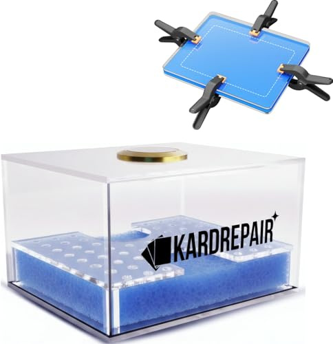 TCG Humidor Repair Kit - Includes 2 Acrylic Flattening Plates & 4 Spring Clamps for Trading Card Care Kit Restoration - Improve Card Grading